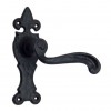 "Abiud" Black Iron Door Handle with Plate 